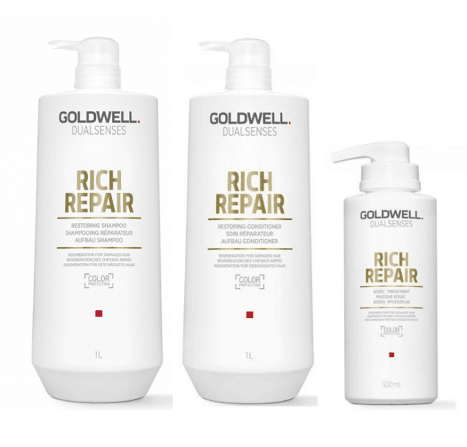 Goldwell Dualsenses Rich Repair Big Bottle Trio Bundle Halo Hair & Skin - rosehipskincare.com.au