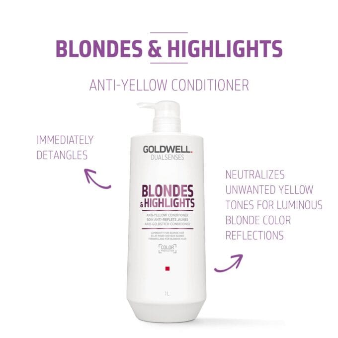 Goldwell Dualsenses Blondes & Highlights Anti-Yellow Conditioner 1000ml Halo Hair & Skin - rosehipskincare.com.au