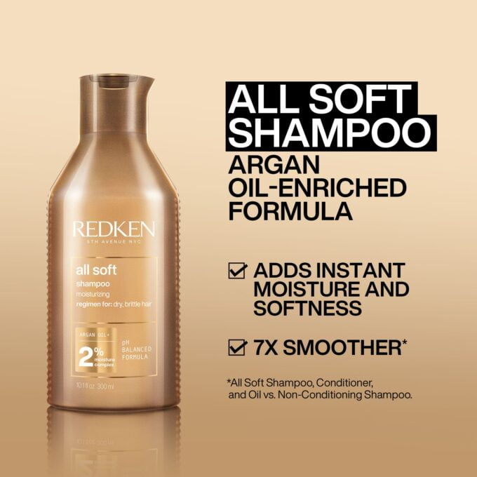 Redken All Soft Shampoo 500ml Halo Hair & Skin - rosehipskincare.com.au