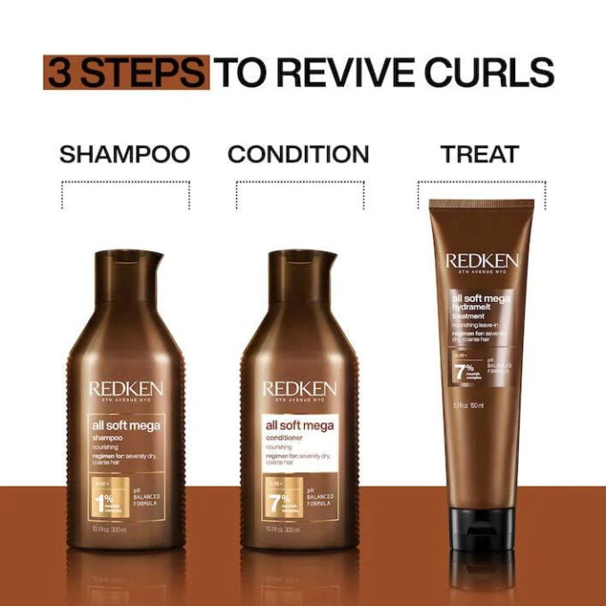Redken All Soft Mega Curls Shampoo 300ml Halo Hair & Skin - rosehipskincare.com.au